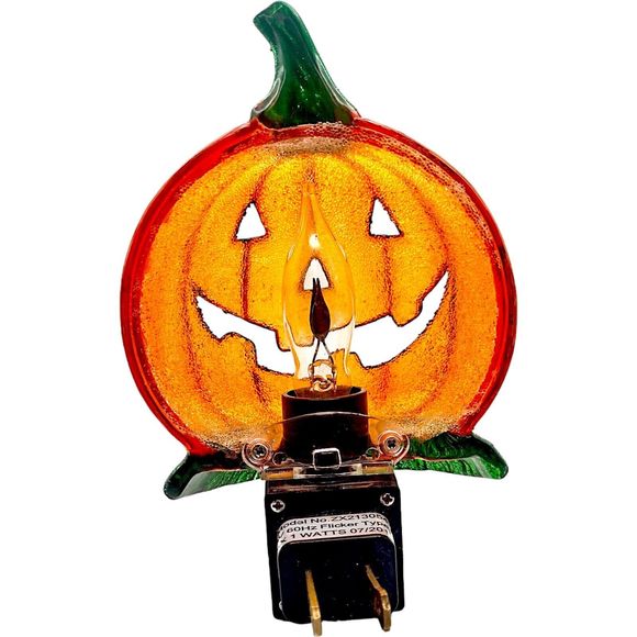 Halloween Jack O Lantern Pumpkin Plug In Night Light Flickering LED Switch 5.5" - Picture 6 of 12